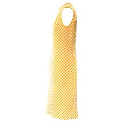 F/W 1995 Gianni Versace Yellow Orange Checker Runway Dress