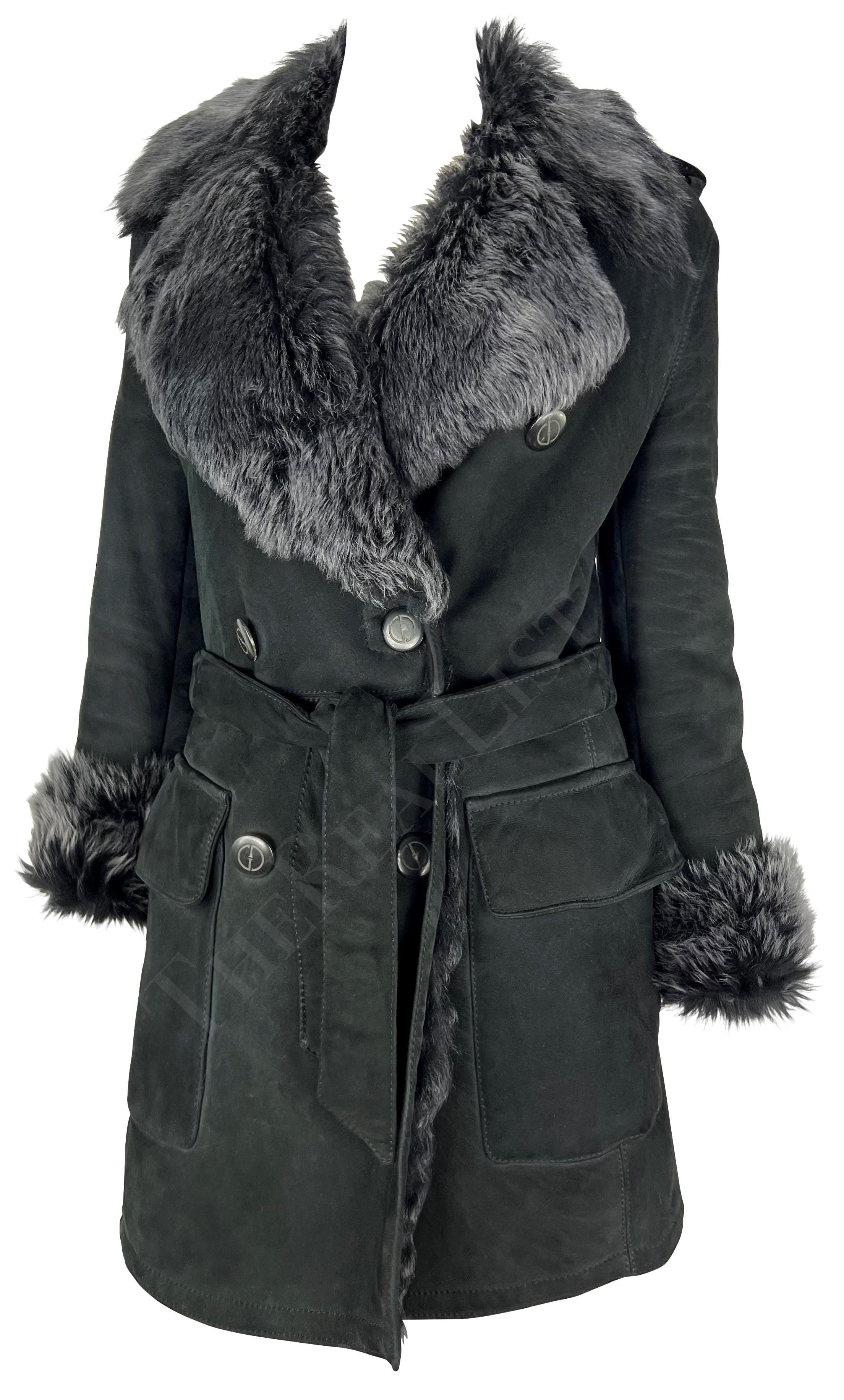 Noir Gucci by Tom Ford - Veste croisée en fourrure de daim noire, automne-hiver 1995 en vente