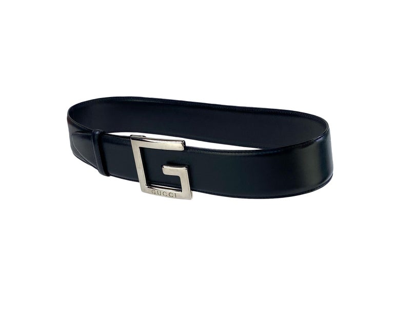 F/W 1995 Gucci by Tom Ford Kate Moss Square G Logo Navy