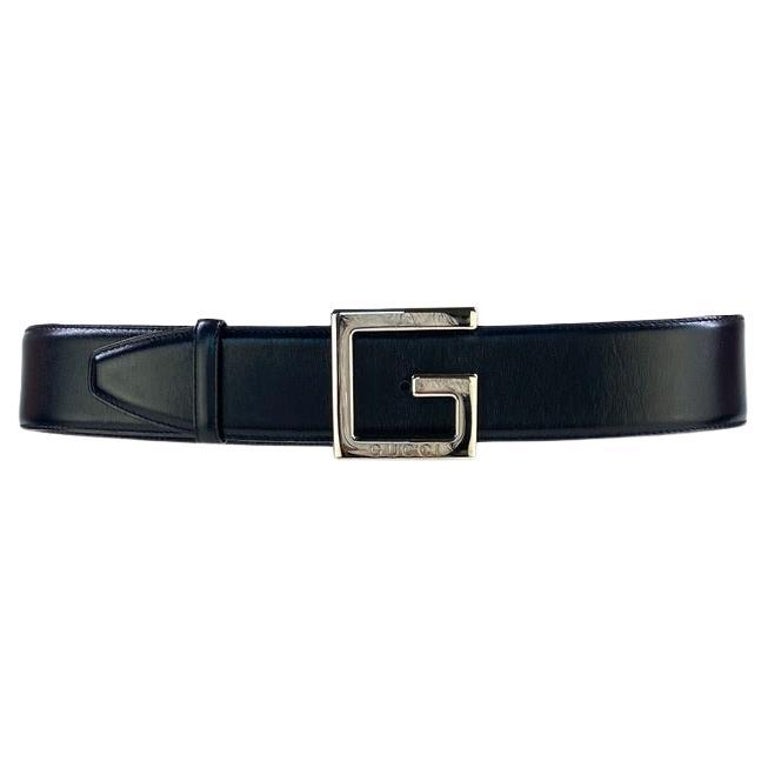 F/W 1995 Gucci by Tom Ford Kate Moss Square G Logo Navy Leather 