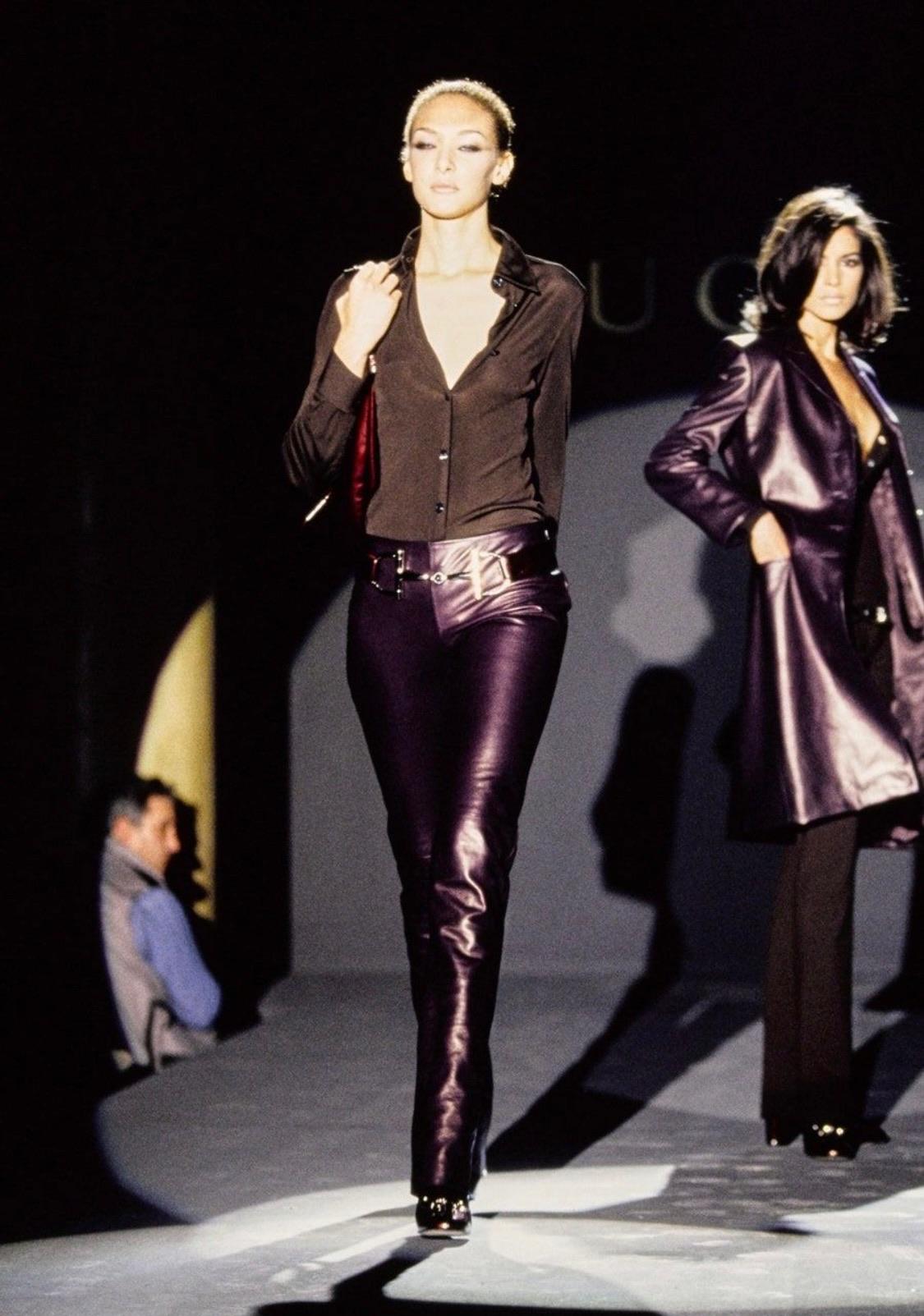 F/W 1995 Gucci by Tom Ford Oversized Silver Horsebit Buckle Navy Patent Leather 2