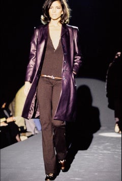 F/W 1995 Gucci by Tom Ford Purple Leather Zip Cropped Top
