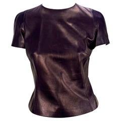 Vintage F/W 1995 Gucci by Tom Ford Purple Leather Zip Cropped Top