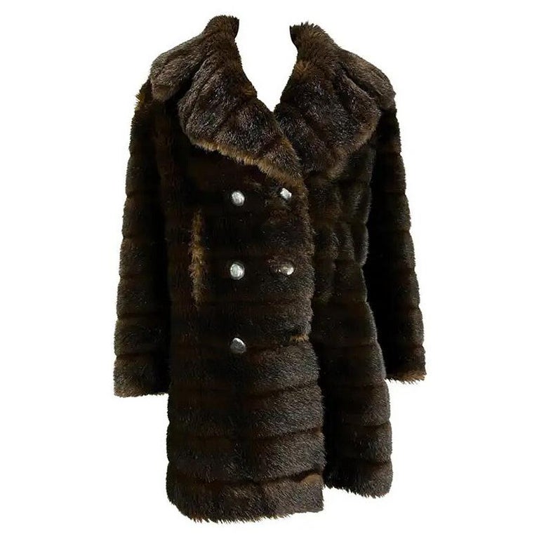 F/W 1995 Gucci by Tom Ford Runway Brown Faux Fur Mink Double