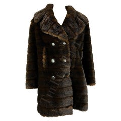 F/W 1995 Gucci by Tom Ford Runway Brown Faux Fur Mink Double Breasted Coat