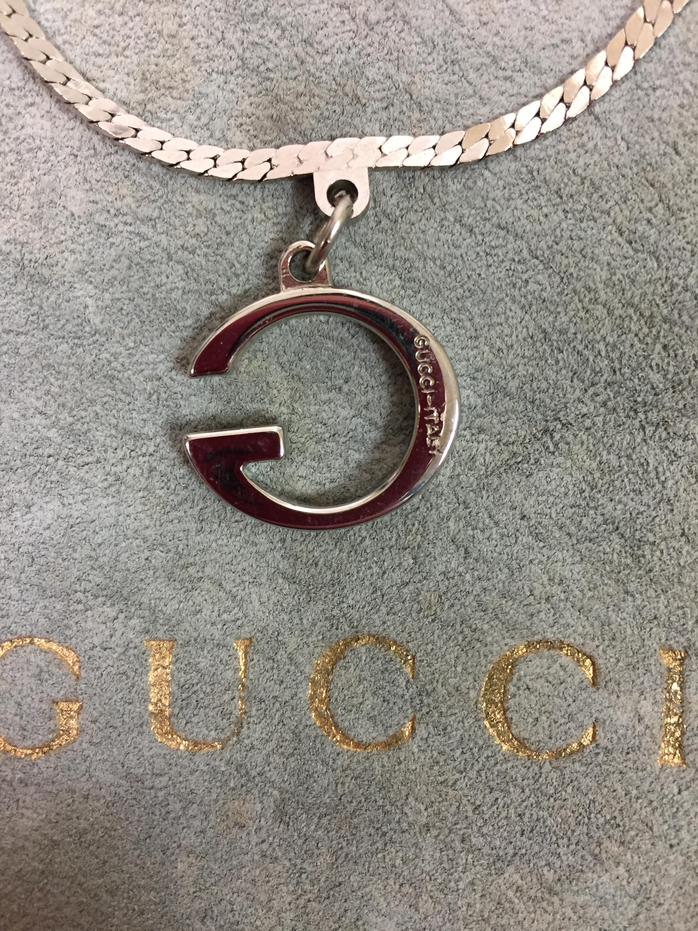 F/W 1995 Gucci by Tom Ford Runway Silver G Logo Belt Necklace In Excellent Condition In Yukon, OK