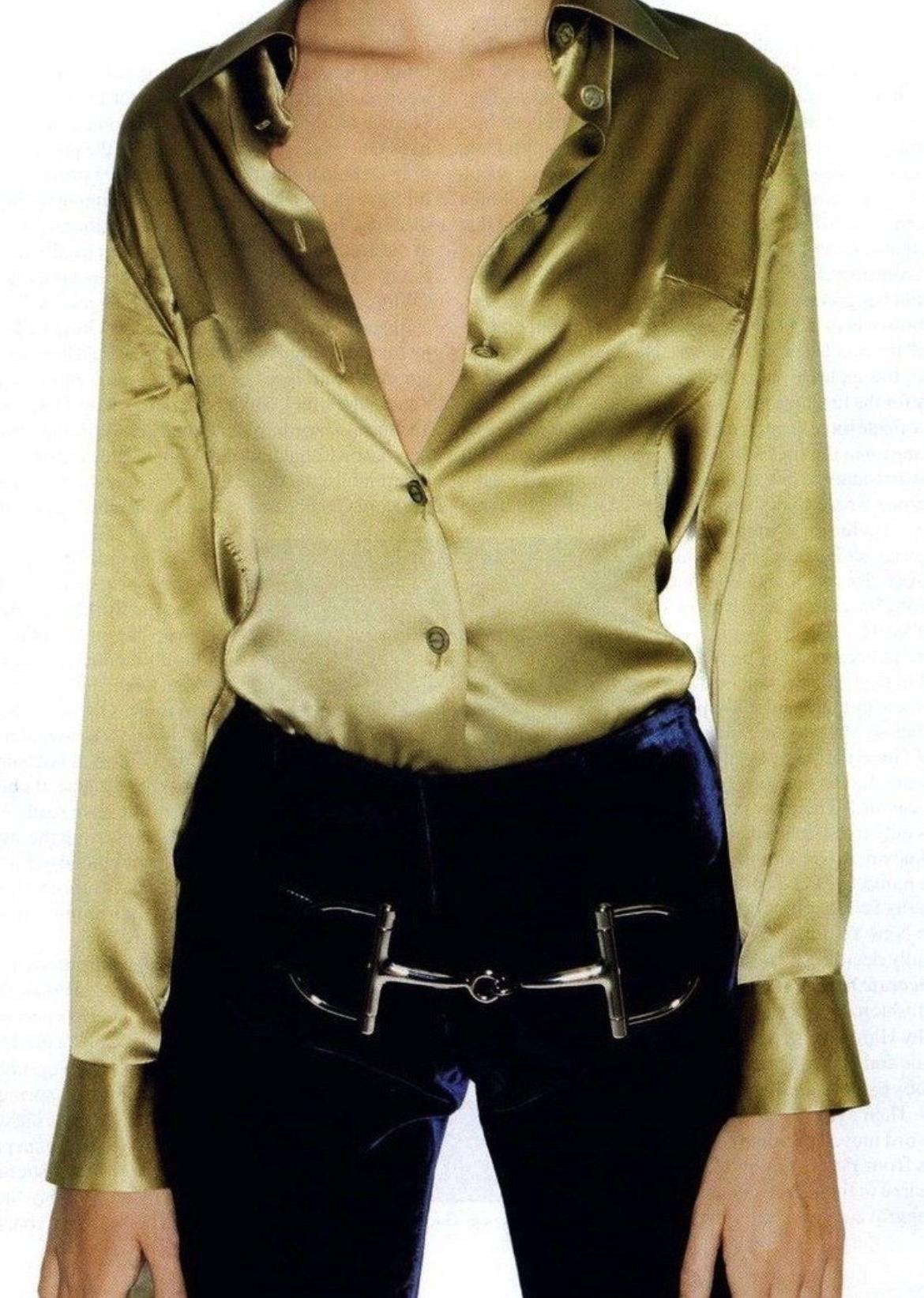 F/W 1995 Gucci by Tom Ford Silver Horsebit Brown Leather Belt For Sale 5