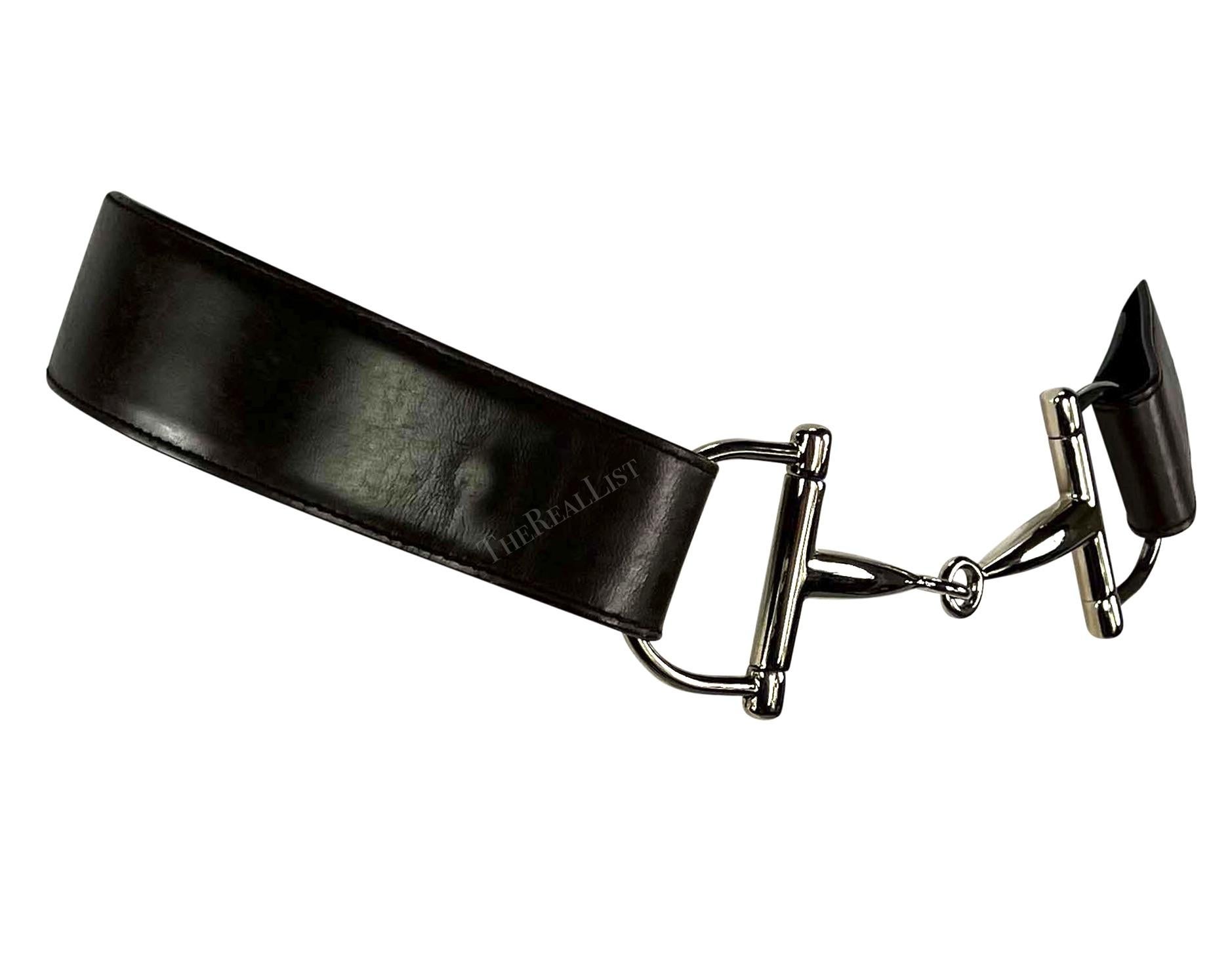 F/W 1995 Gucci by Tom Ford Silver Horsebit Brown Leather Belt For Sale 9