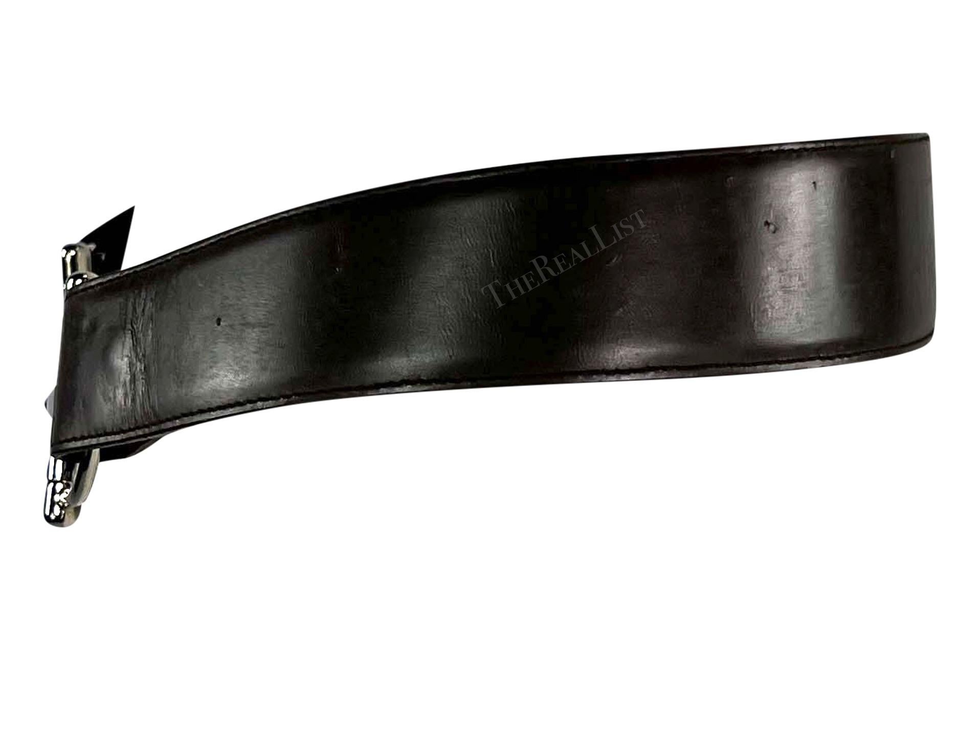 F/W 1995 Gucci by Tom Ford Silver Horsebit Brown Leather Belt For Sale 1