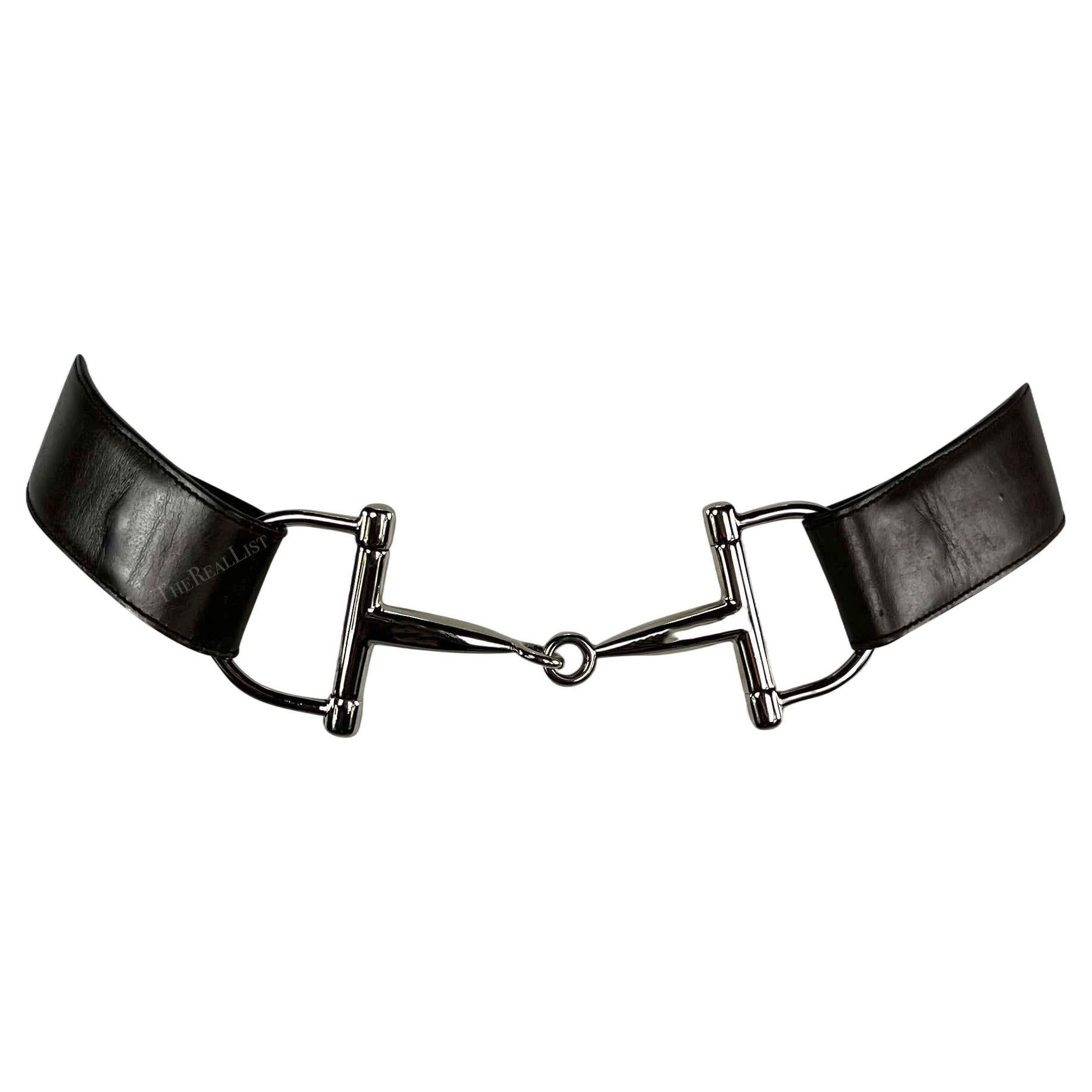 F/W 1995 Gucci by Tom Ford Silver Horsebit Brown Leather Belt For Sale