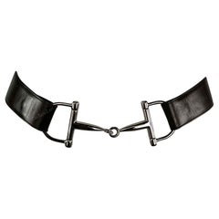 F/W 1995 Gucci by Tom Ford Silver Horsebit Brown Leather Belt (ceinture en cuir marron)