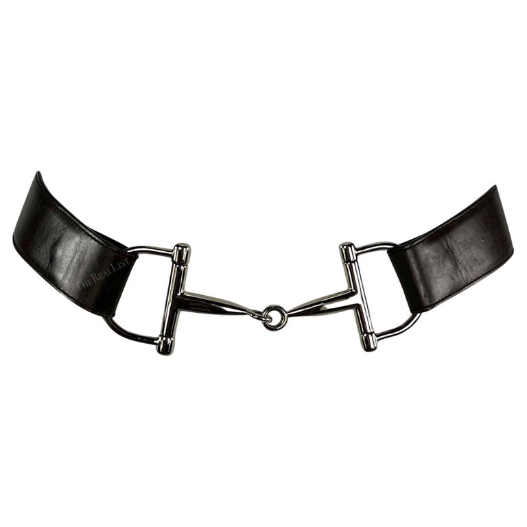 F/W 1995 Gucci by Tom Ford Silver Horsebit Brown Leather Belt For 