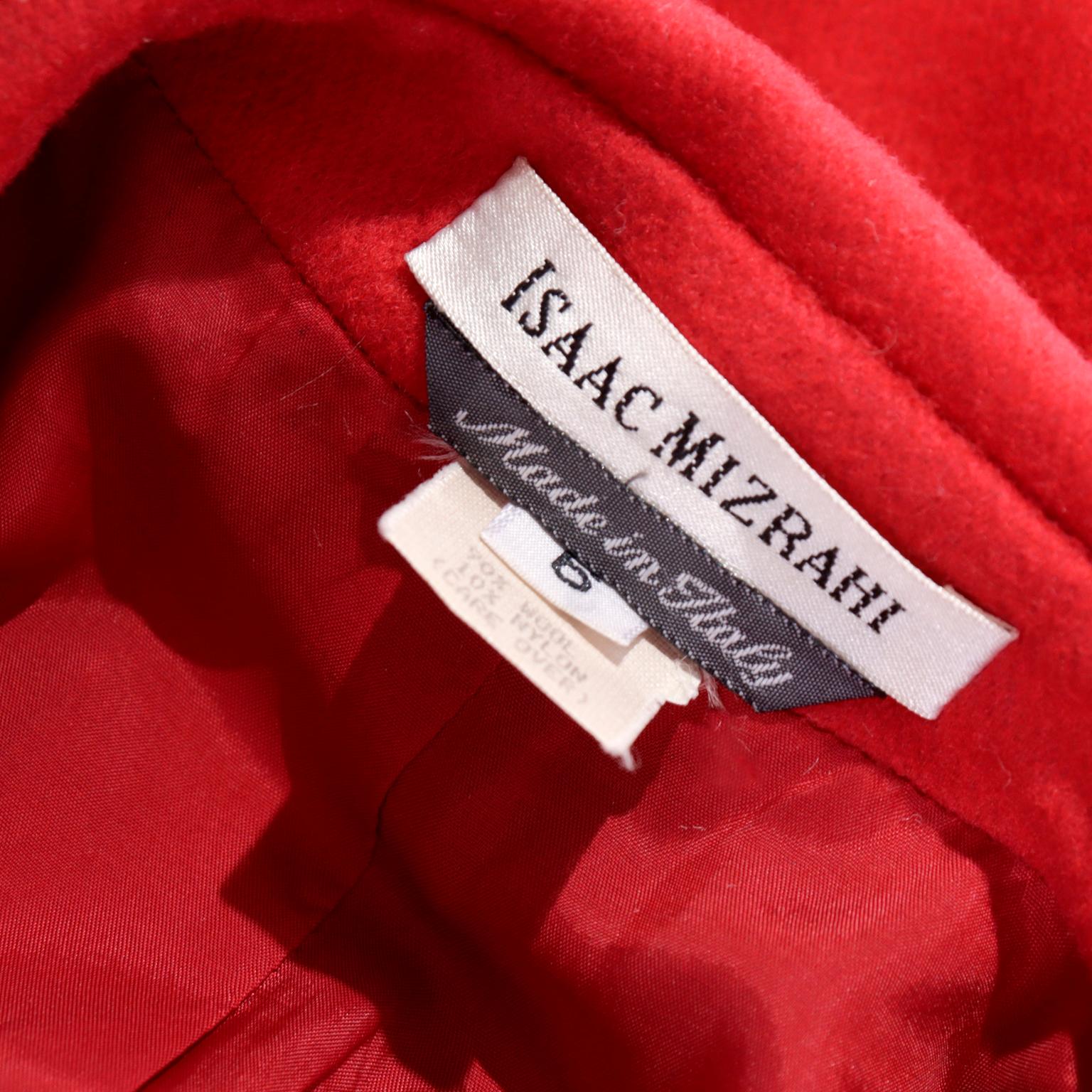 F/W 1995 Isaac Mizrahi Red Double Breasted Jacket For Sale 6