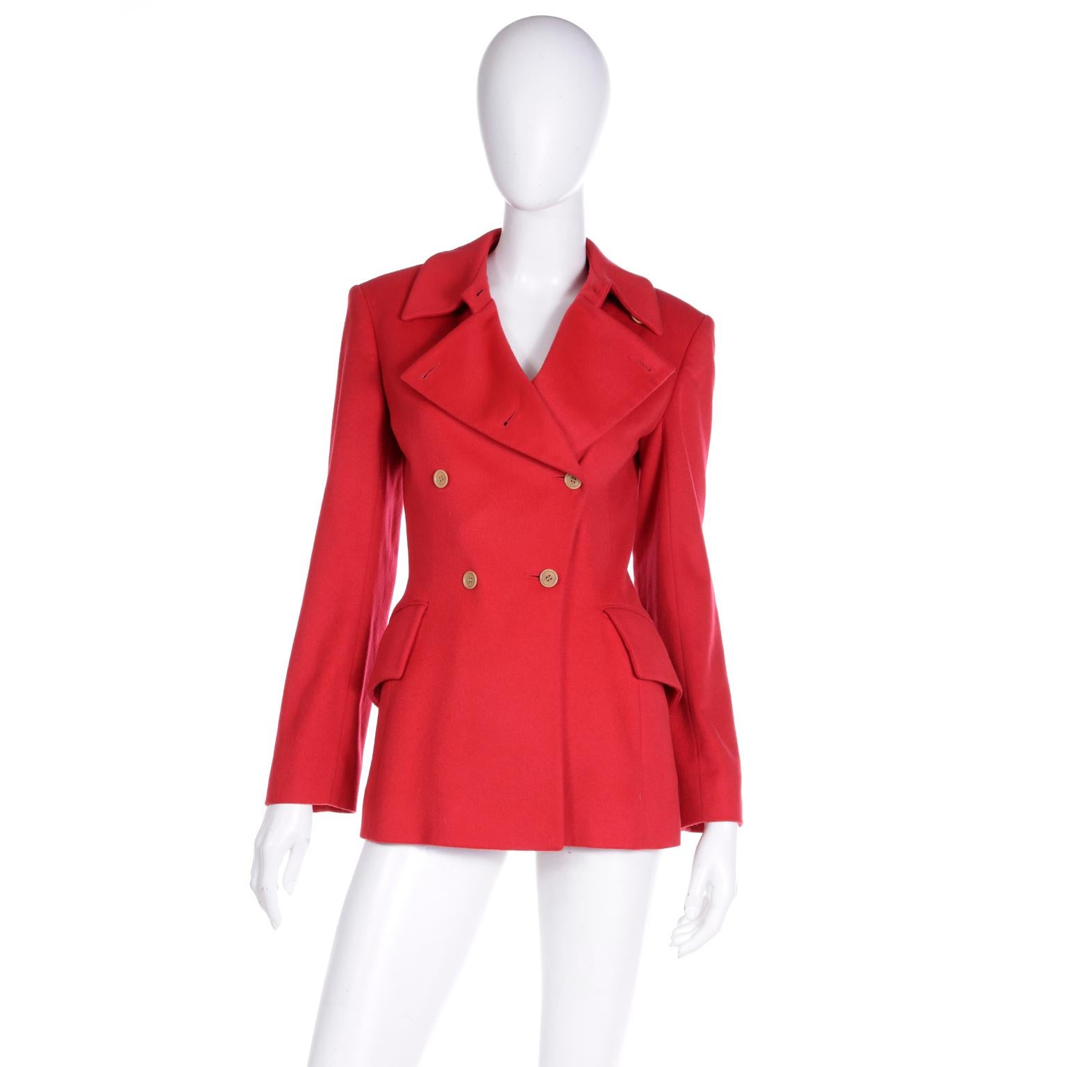 Women's F/W 1995 Isaac Mizrahi Red Double Breasted Jacket For Sale