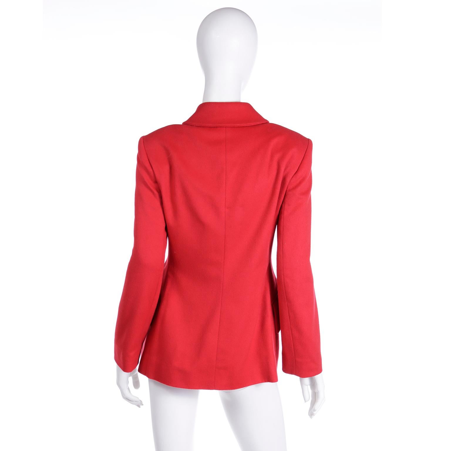 F/W 1995 Isaac Mizrahi Red Double Breasted Jacket For Sale 3