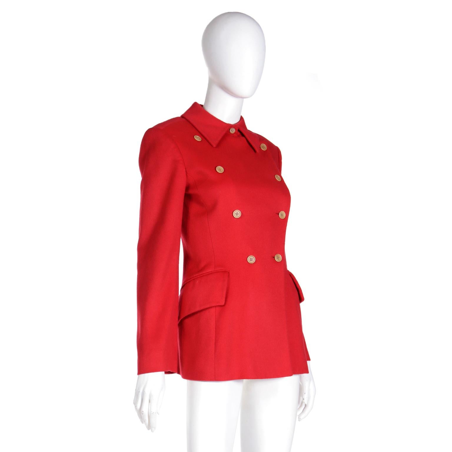 F/W 1995 Isaac Mizrahi Red Double Breasted Jacket For Sale 4