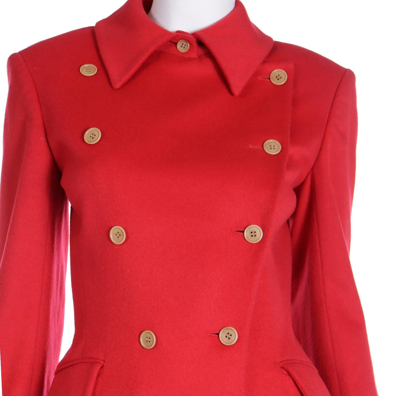 F/W 1995 Isaac Mizrahi Red Double Breasted Jacket For Sale 5