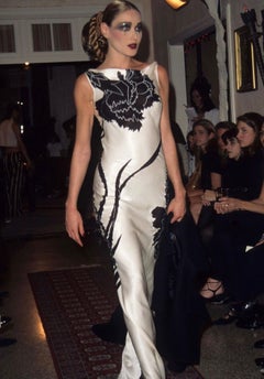 F/W 1995 John Galliano 'Dolores' Seamless Carnation Black Satin Crepe Gown FR40