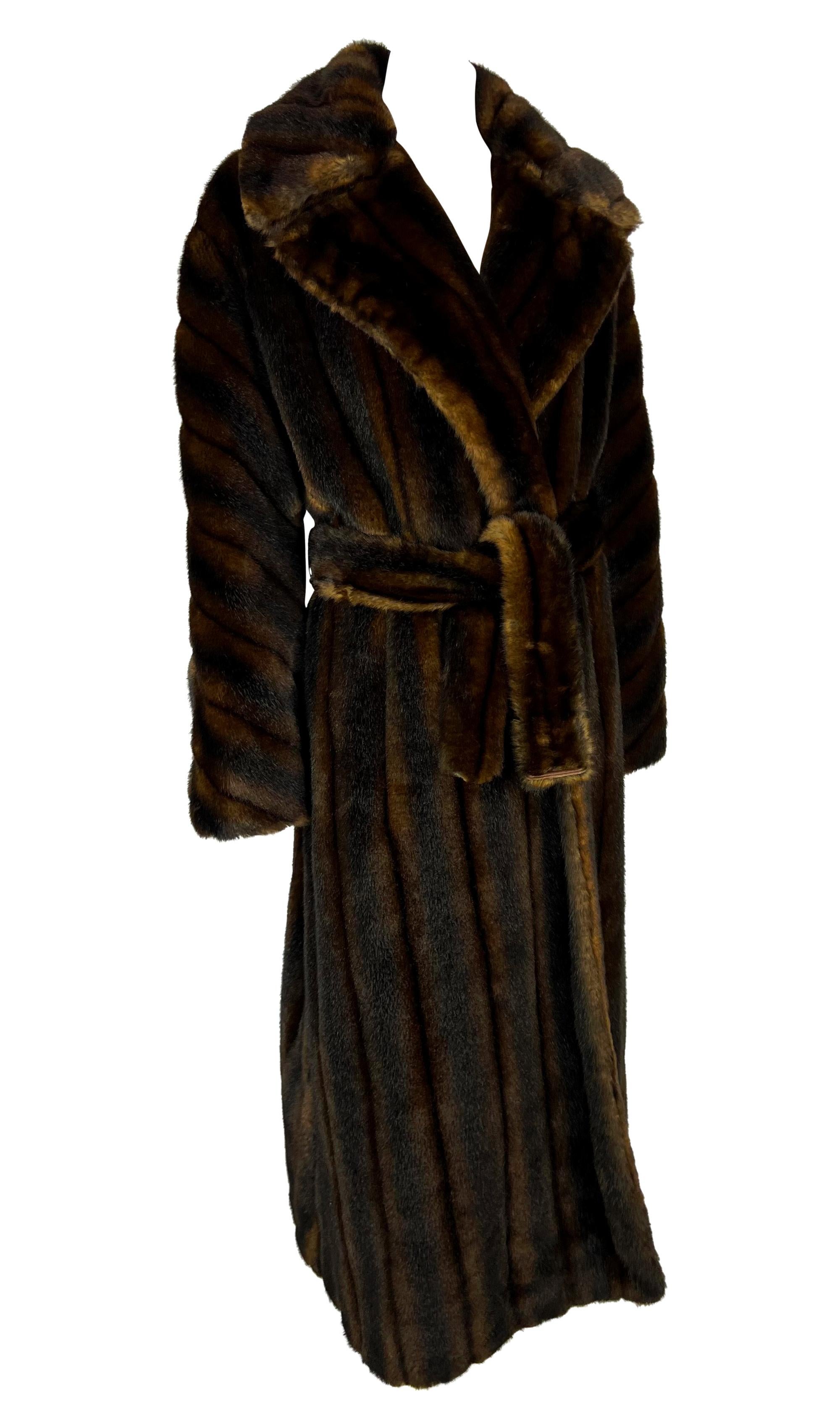 F/W 1995 Ralph Lauren Runway Faux Sable Mink Fur Belted Oversized Coat 5
