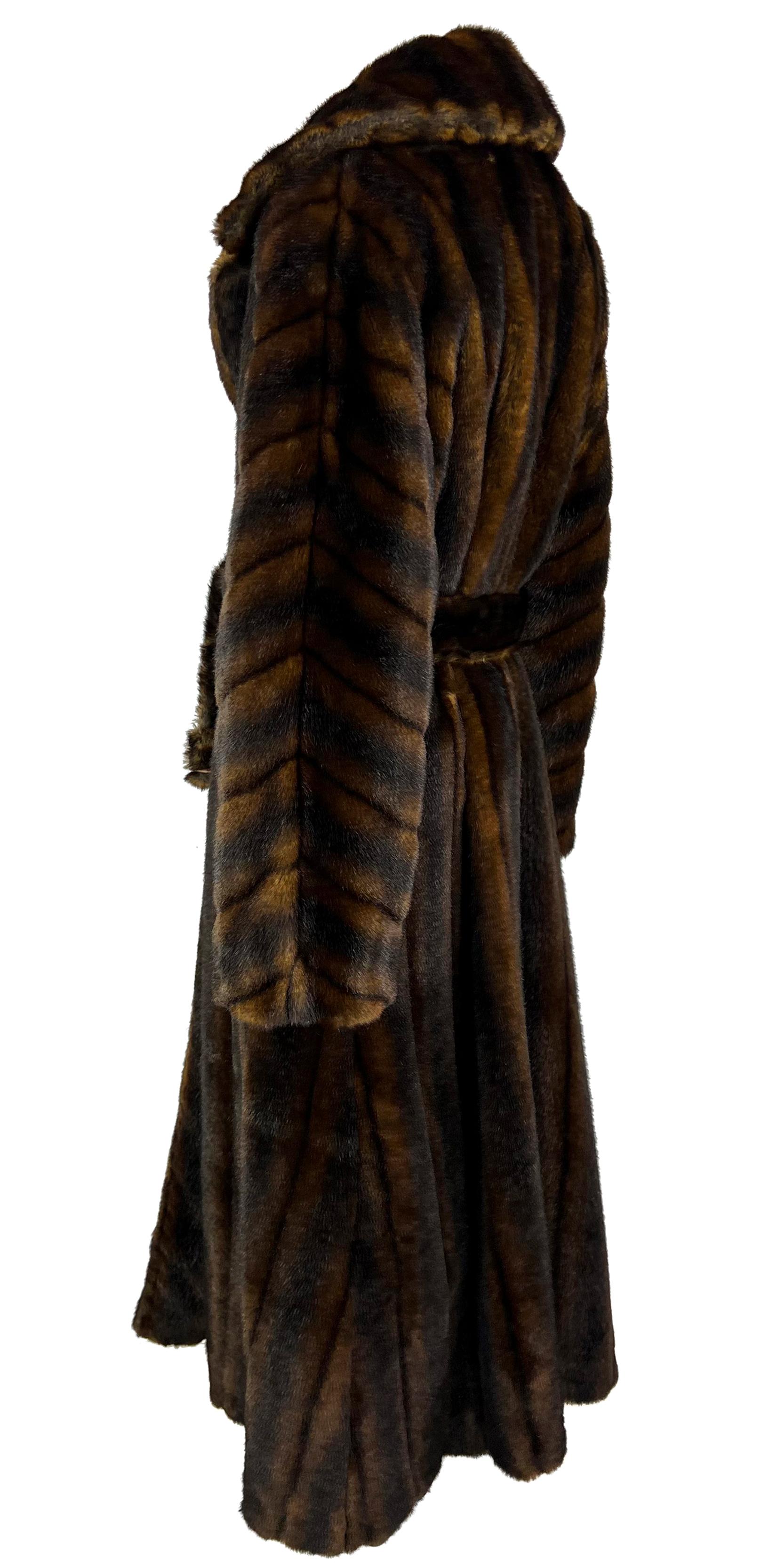 F/W 1995 Ralph Lauren Runway Faux Sable Mink Fur Belted Oversized Coat 2