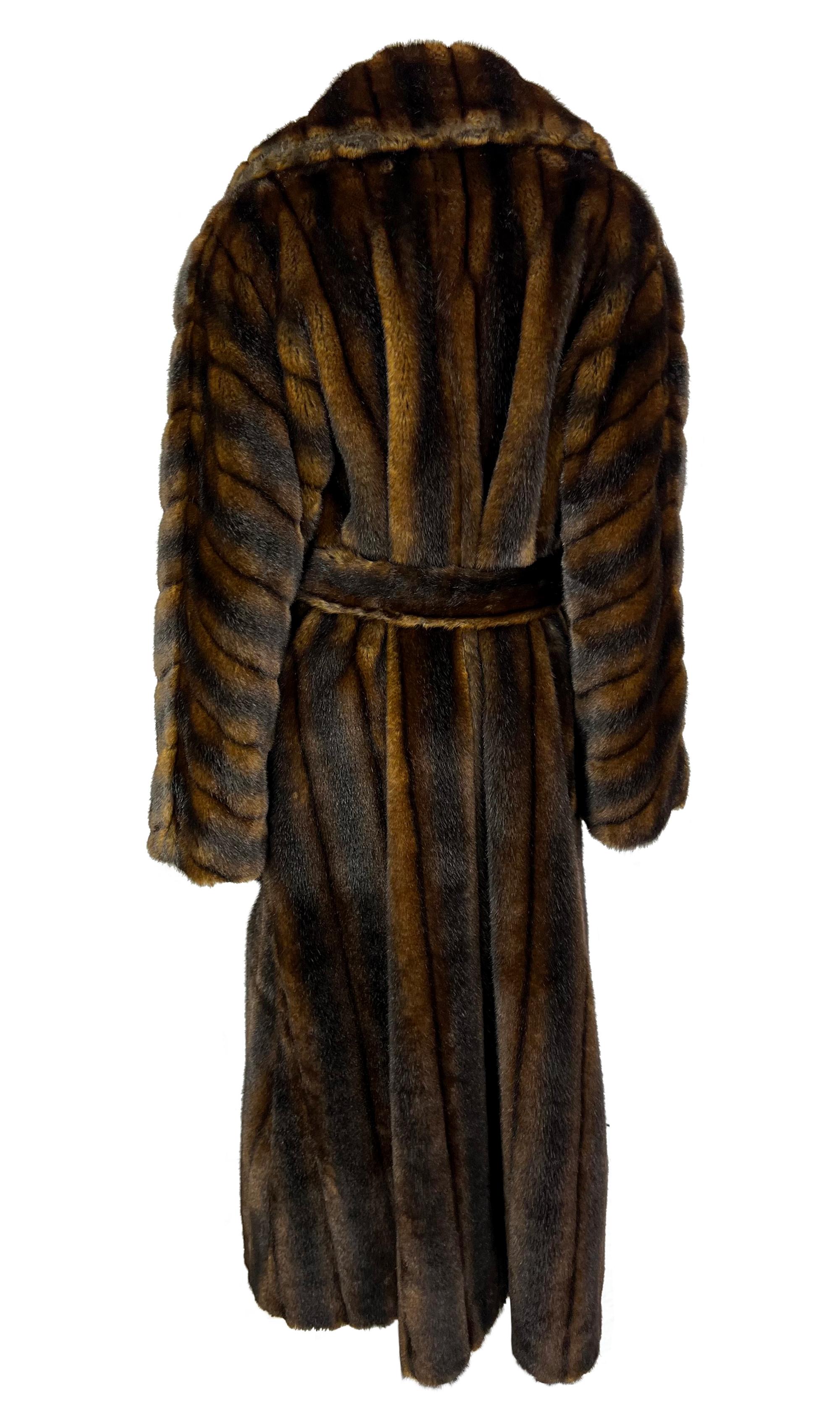 F/W 1995 Ralph Lauren Runway Faux Sable Mink Fur Belted Oversized Coat 3