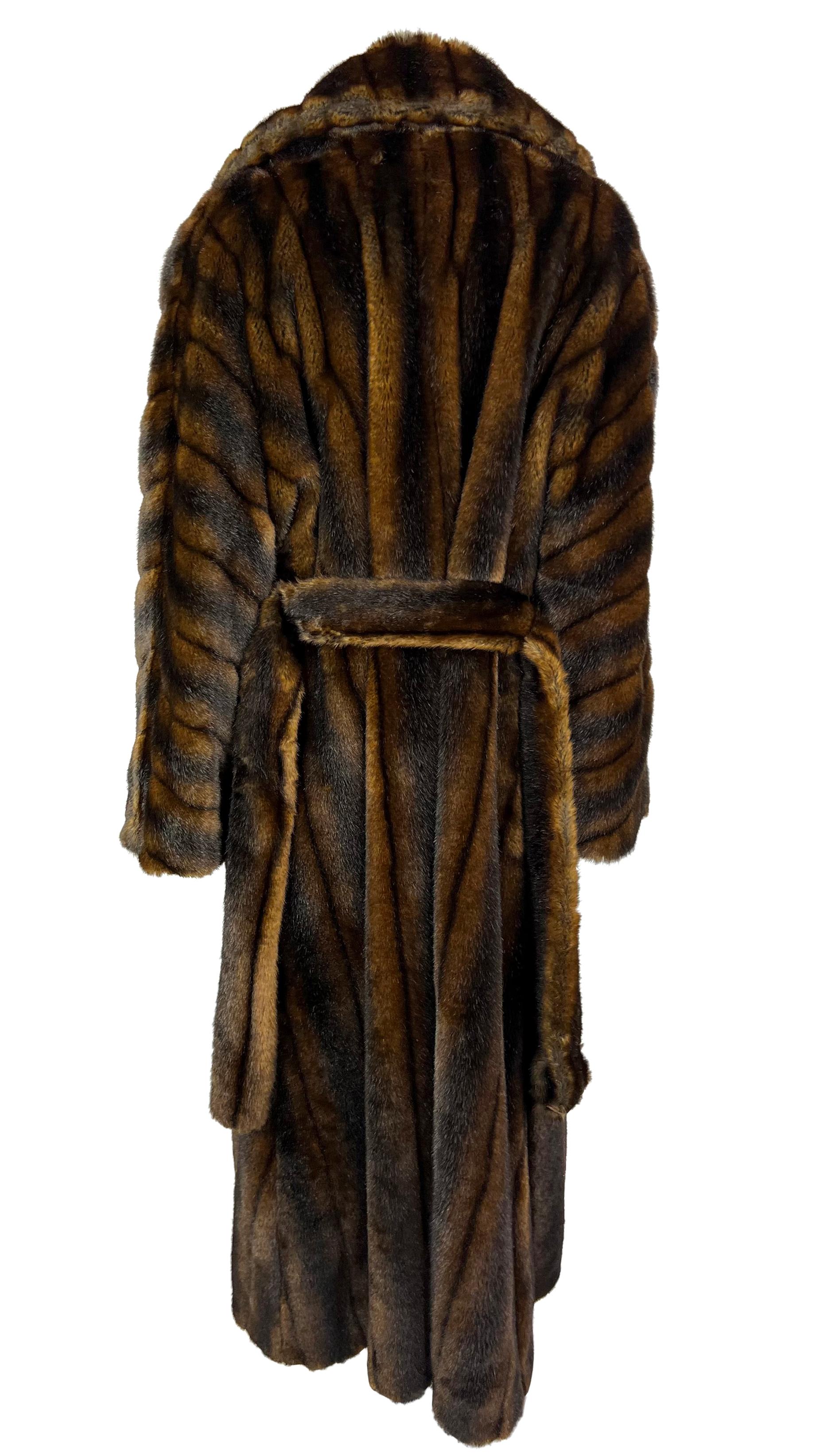 F/W 1995 Ralph Lauren Runway Faux Sable Mink Fur Belted Oversized Coat 4