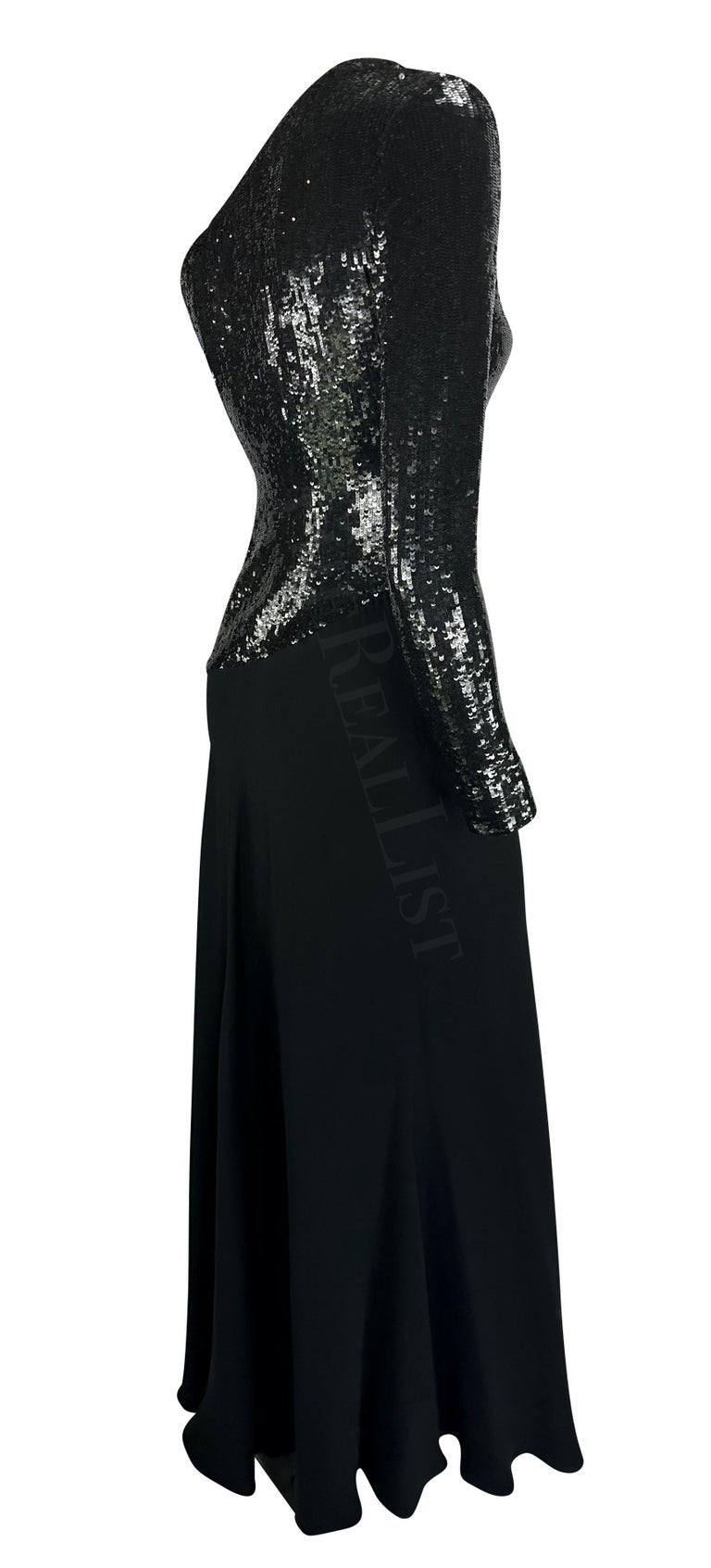 F/W 1995 Ralph Lauren Runway Stretch Sequin Asymmetric Black Flare Evening Gown For Sale at 1stDibs | ralph lauren fall 1995, ralph lauren 1995, ralph lauren fall 1995 collection F/W 1995 Ralph Lauren Runway Stretch Sequin Asymmetric Black Flare Evening Gown For Sale at 1stDibs | ralph lauren fall 1995, ralph lauren 1995, ralph lauren fall 1995 collection