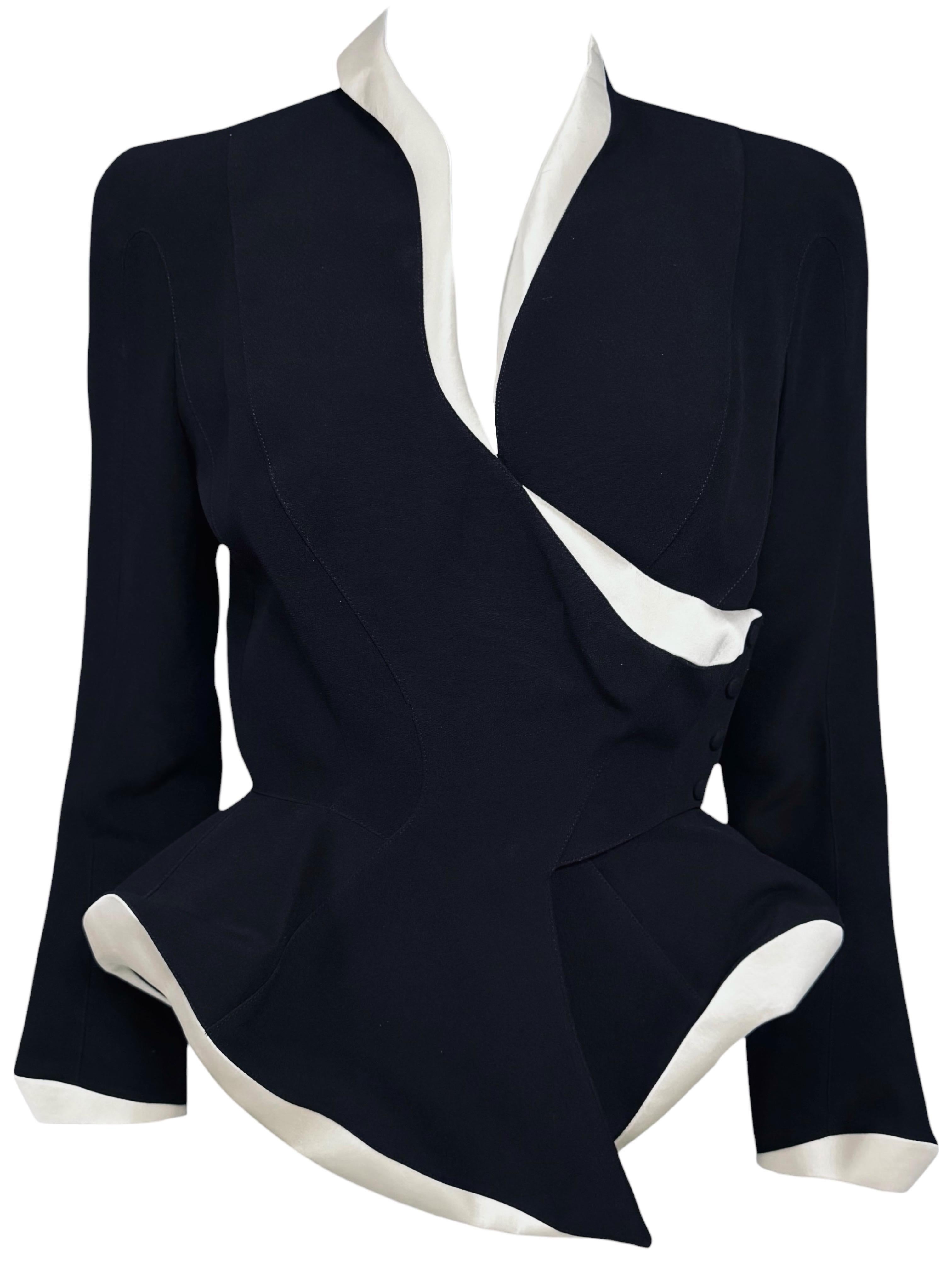 F/W 1995 Thierry Mugler Black & White Couturissime Sculptural Peplum Jacket For Sale