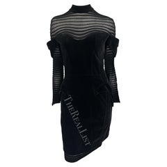 F/W 1995 Thierry Mugler Couture Runway Sheer Striped Velvet Sculptural Dress