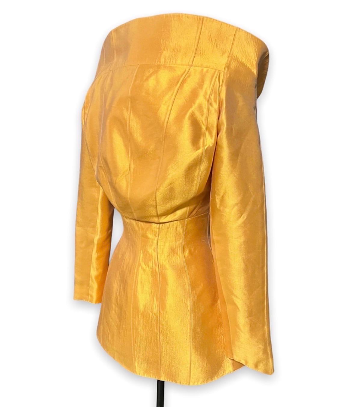 F/W 1995 Thierry Mugler Haute Couture Gold Silk Runway Jacket seen on Kate Moss 5