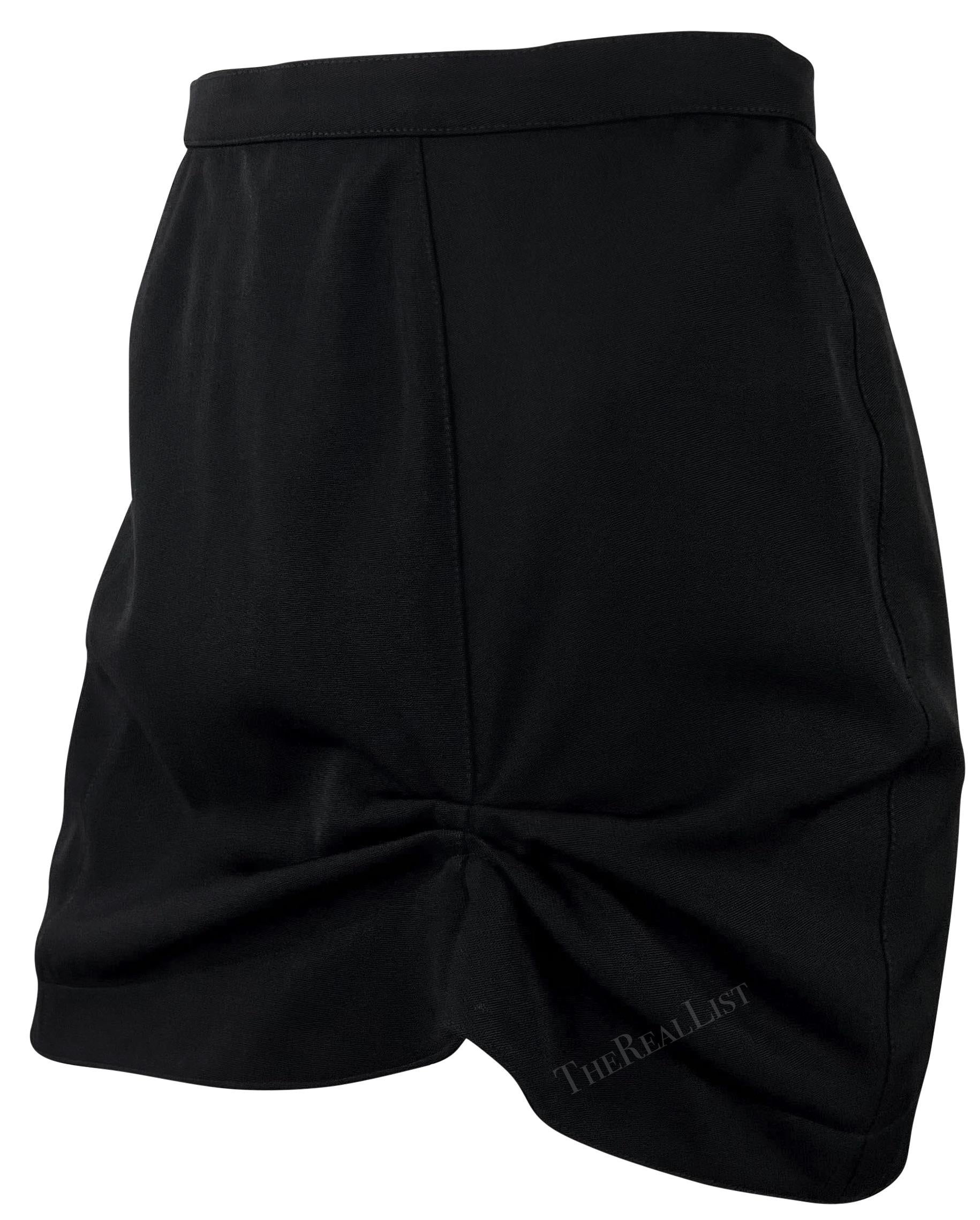 F/W 1995 Thierry Mugler Runway Ad Mini Skirt Sculptural Black Suit Velvet Trim 13