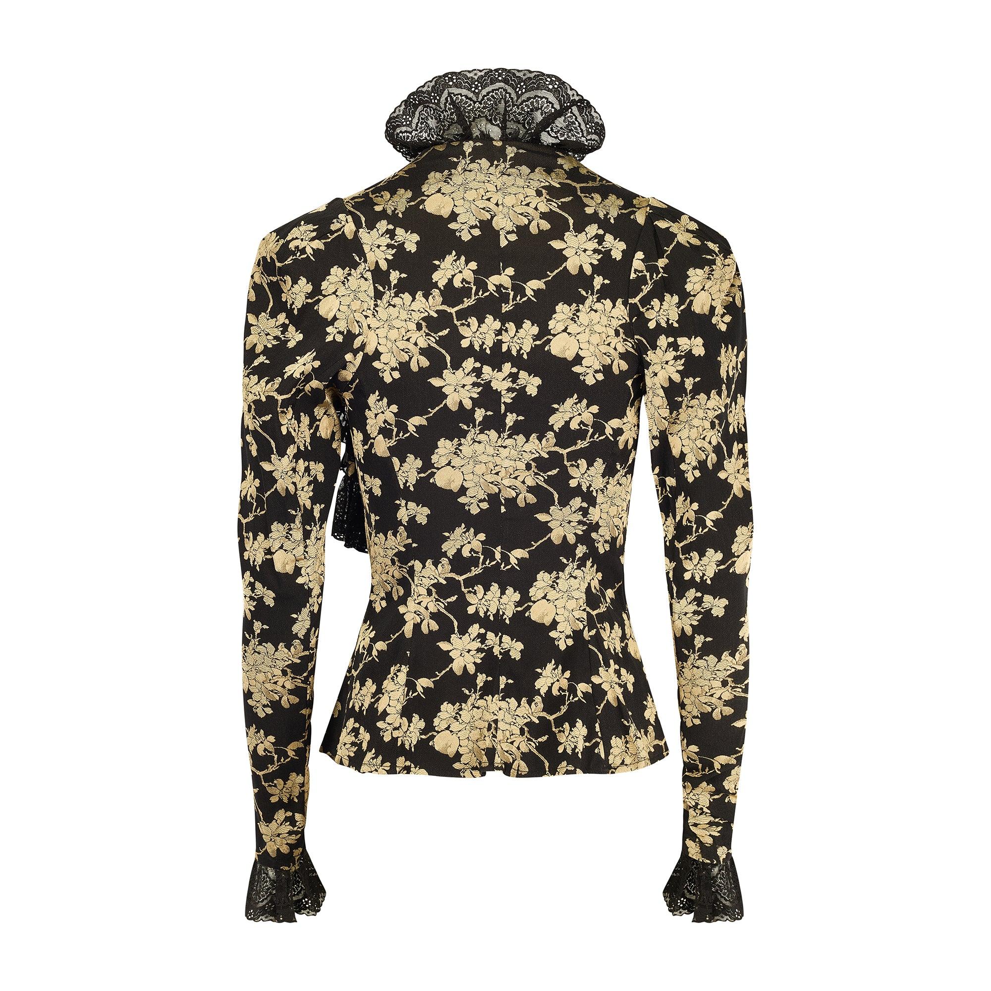 F/W 1995 Vivienne Westwood Runway Gold Black Jacquard Shirt In Excellent Condition For Sale In London, GB