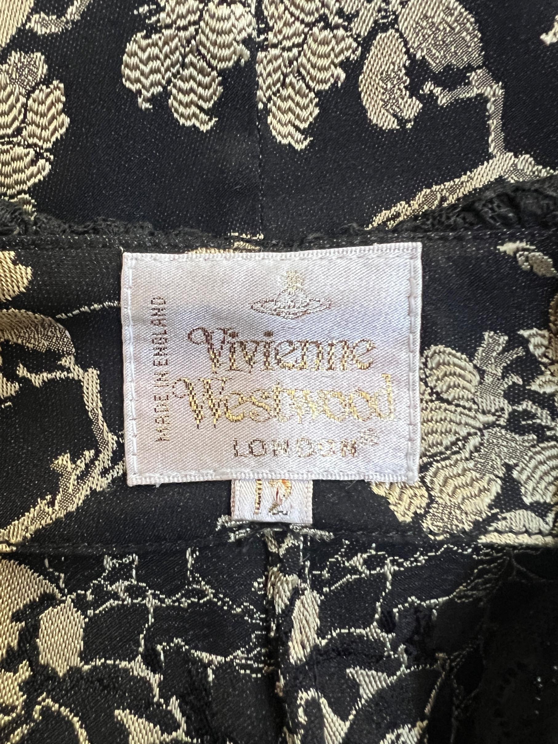 F/W 1995 Vivienne Westwood Runway Gold Black Jacquard Shirt For Sale 1