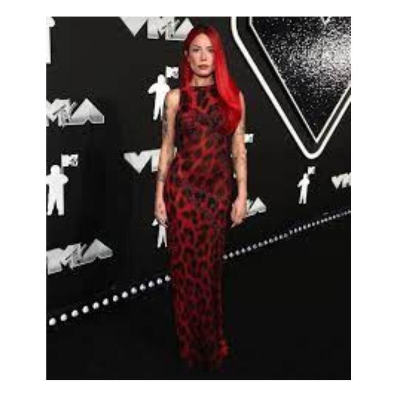 F/W 1996 Atelier Versace Red Leopard Evening Gown Sz: 42 For Sale 1