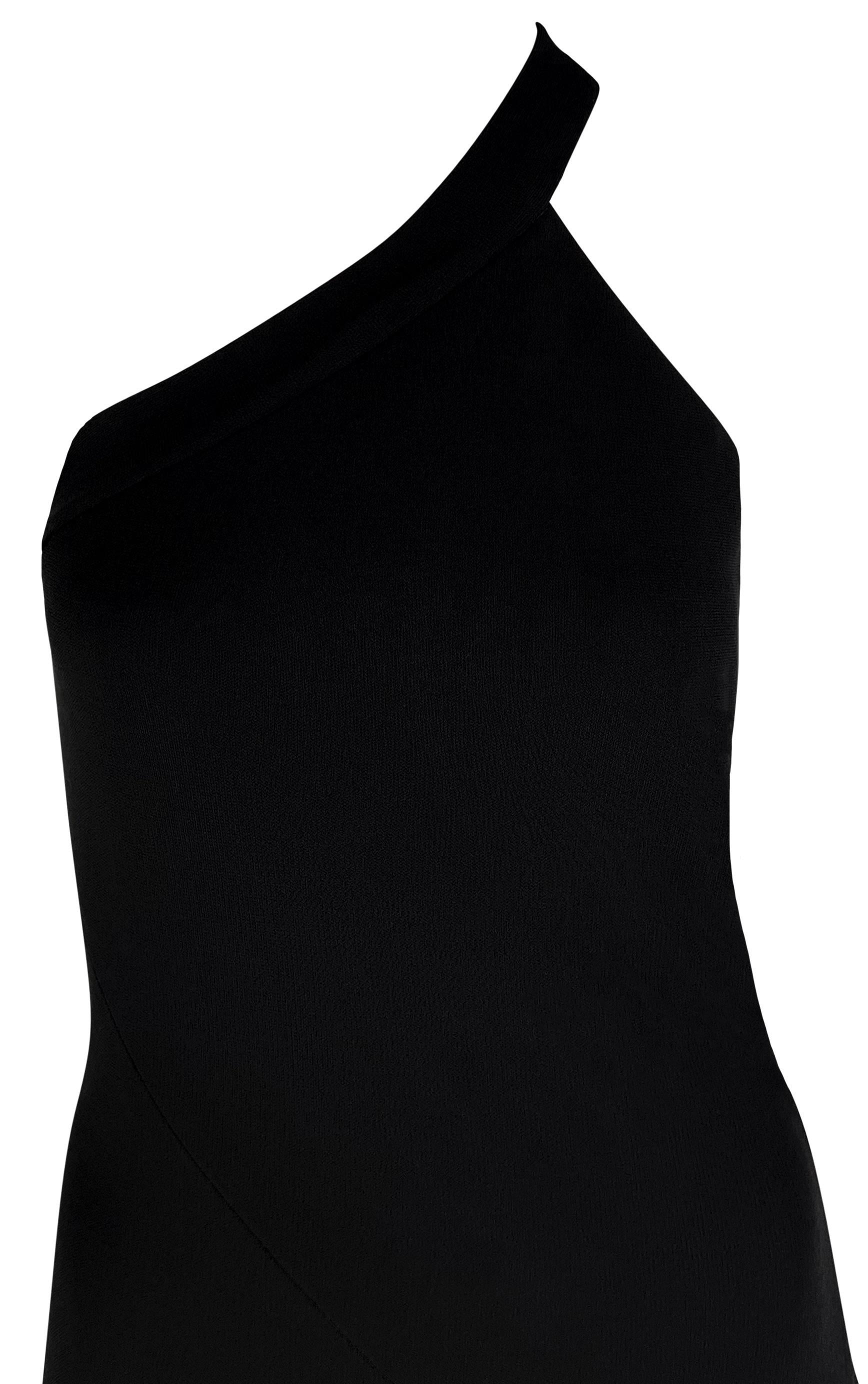 De las mujeres F/W 1996 Calvin Klein Pasarela Vestido negro de viscosa asimétrico Bodycon Columna en venta