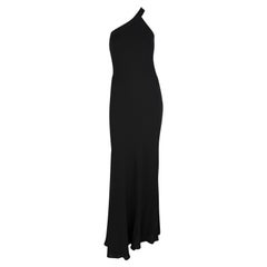 Calvin Klein Runway Asymmetric Bodycon Columnn Robe en viscose noire, A/H 1996