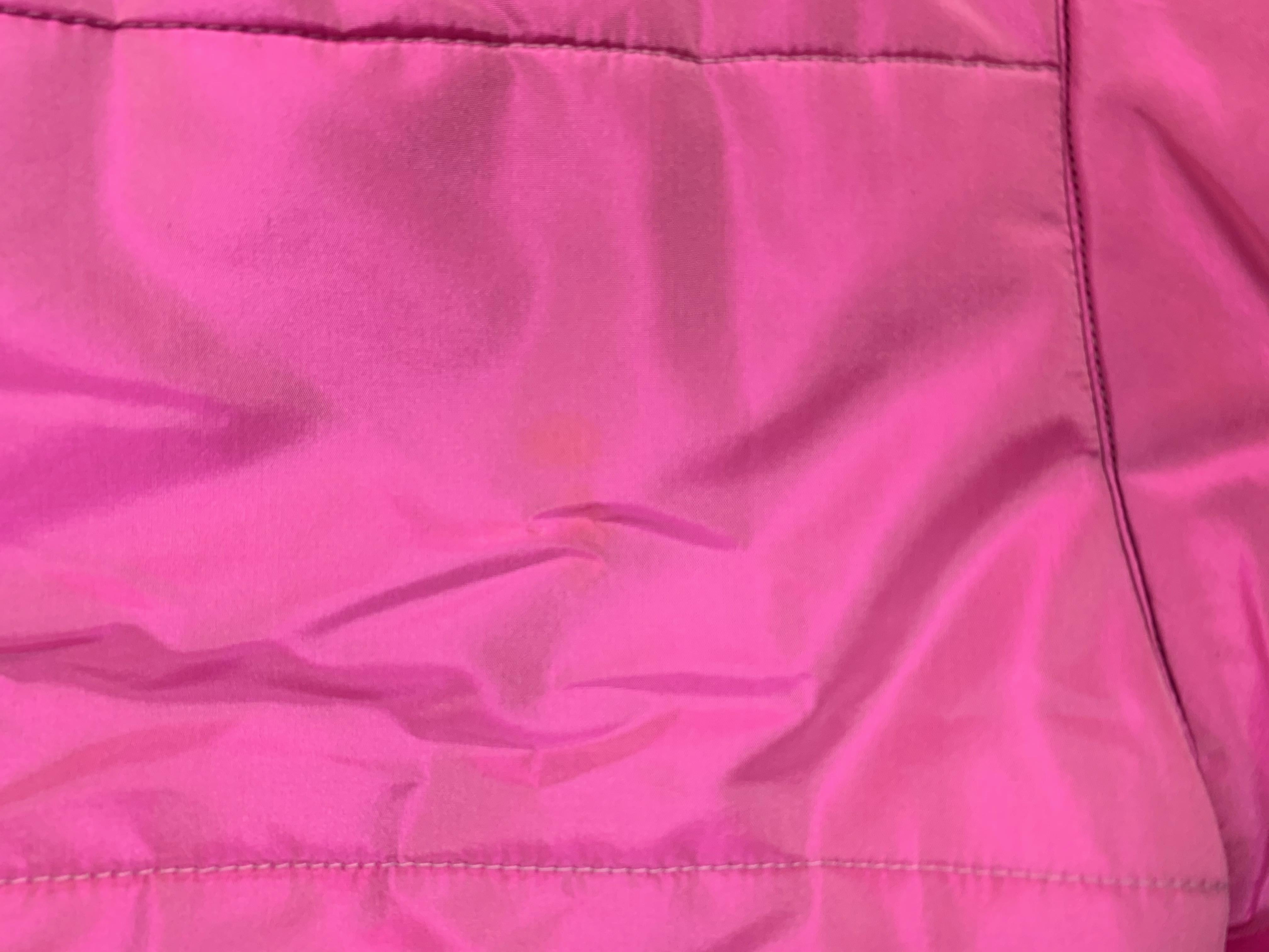 F/W 1996 Chanel Iridescent Pink Logo Gripoix Buttons Long Down Jacket Coat In Fair Condition In Yukon, OK