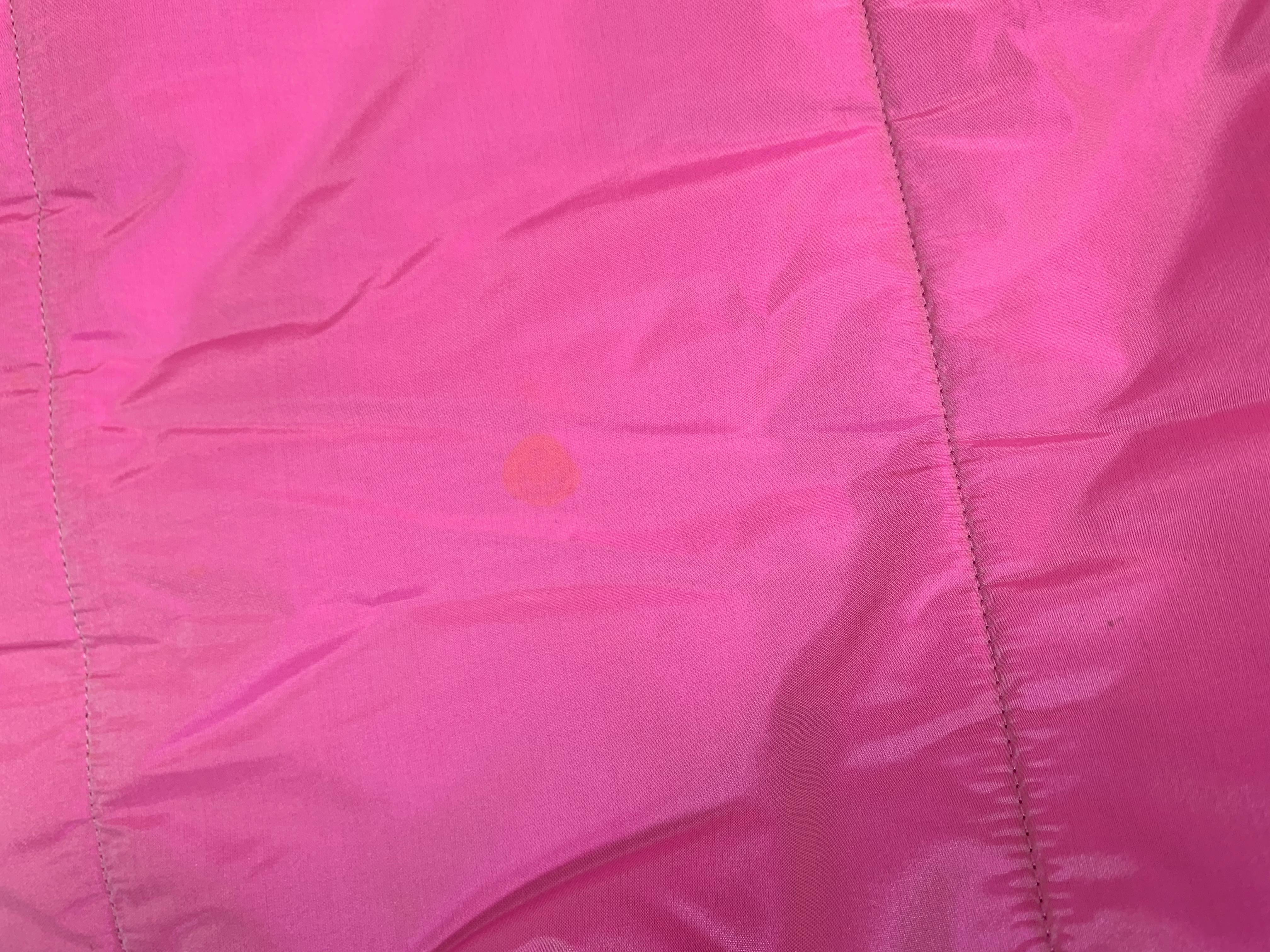 Women's F/W 1996 Chanel Iridescent Pink Logo Gripoix Buttons Long Down Jacket Coat