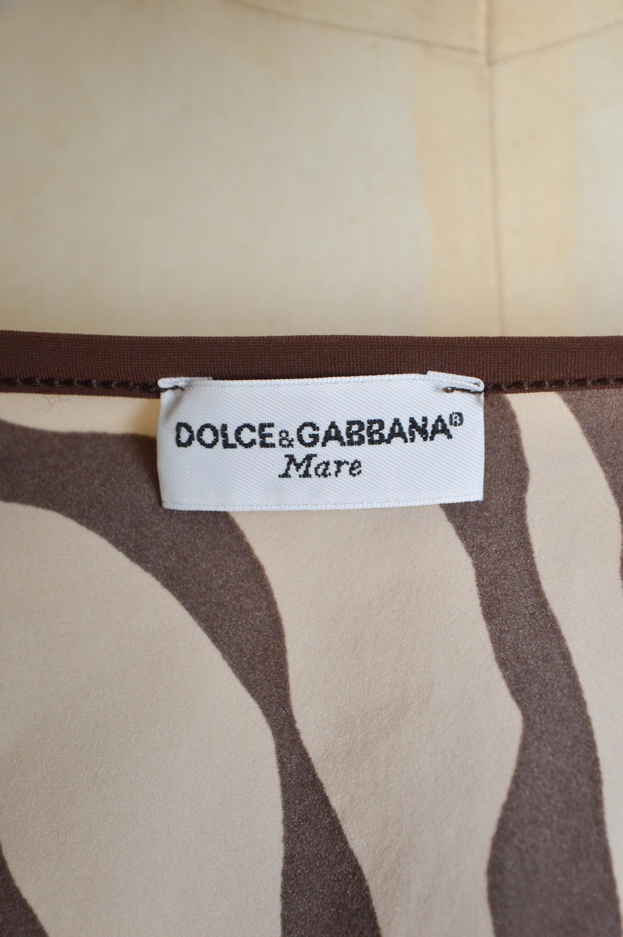 White F/W 1996 DOLCE & GABBANA Brown & Cream Zebra Swimsuit One Piece Body For Sale