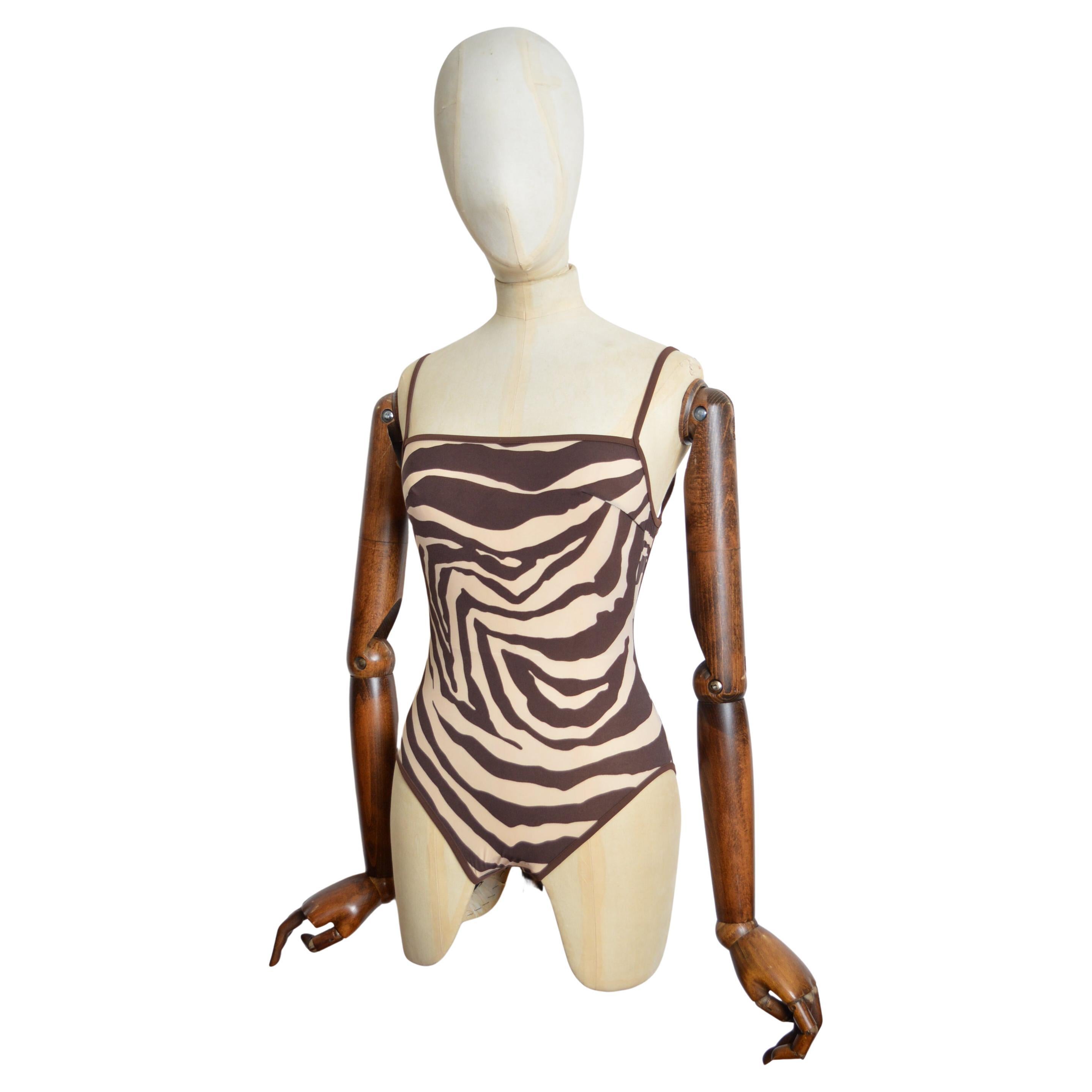 A/I 1996 DOLCE & GABBANA Costume da bagno intero Dolce & Gabbana marrone e crema