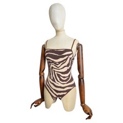 F/W 1996 DOLCE & GABBANA Brown & Cream Zebra Swimsuit One Piece Body