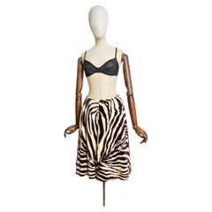 F/W 1996 Dolce & Gabbana Brown & Cream Zebra Velvet Runway Circle Skirt