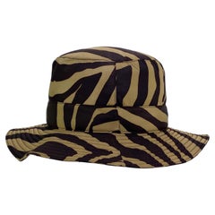 F/W 1996 Dolce & Gabbana Brown Nylon Animal Print Vintage Bucket Hat