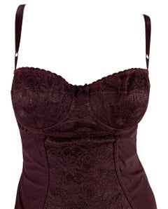 F/W 1996 Dolce & Gabbana Burgundy Lace Boned Bodysuit