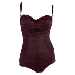 F/W 1996 Dolce & Gabbana Burgundy Lace Boned Bodysuit