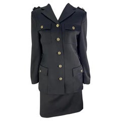 F/W 1996 Gianni Versace Black Military-Style Skirt Suit Set