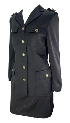 F/W 1996 Gianni Versace Black Military-Style Skirt Suit Set