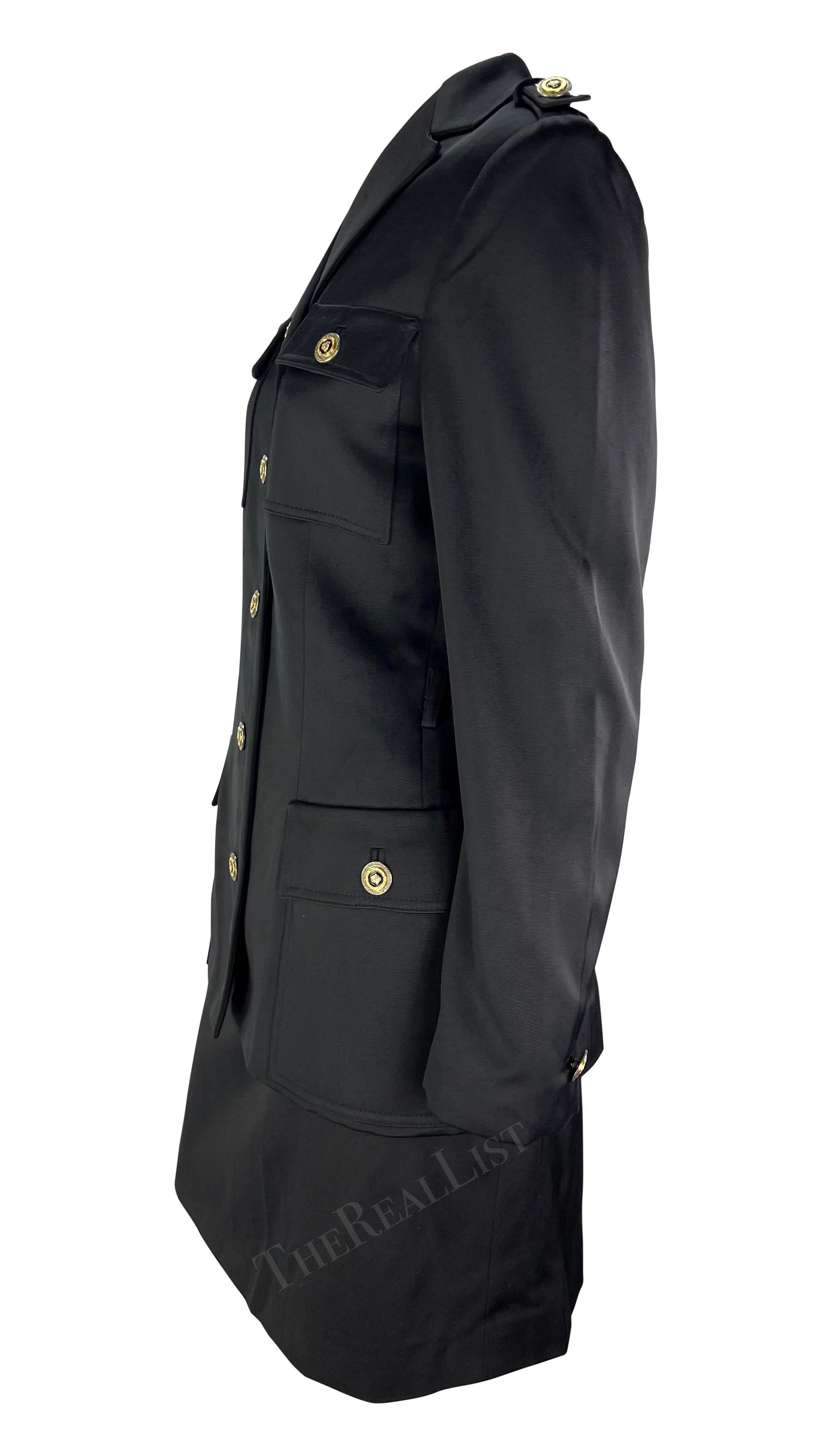 F/W 1996 Gianni Versace Black Military-Style Skirt Suit Set In Excellent Condition For Sale In West Hollywood, CA