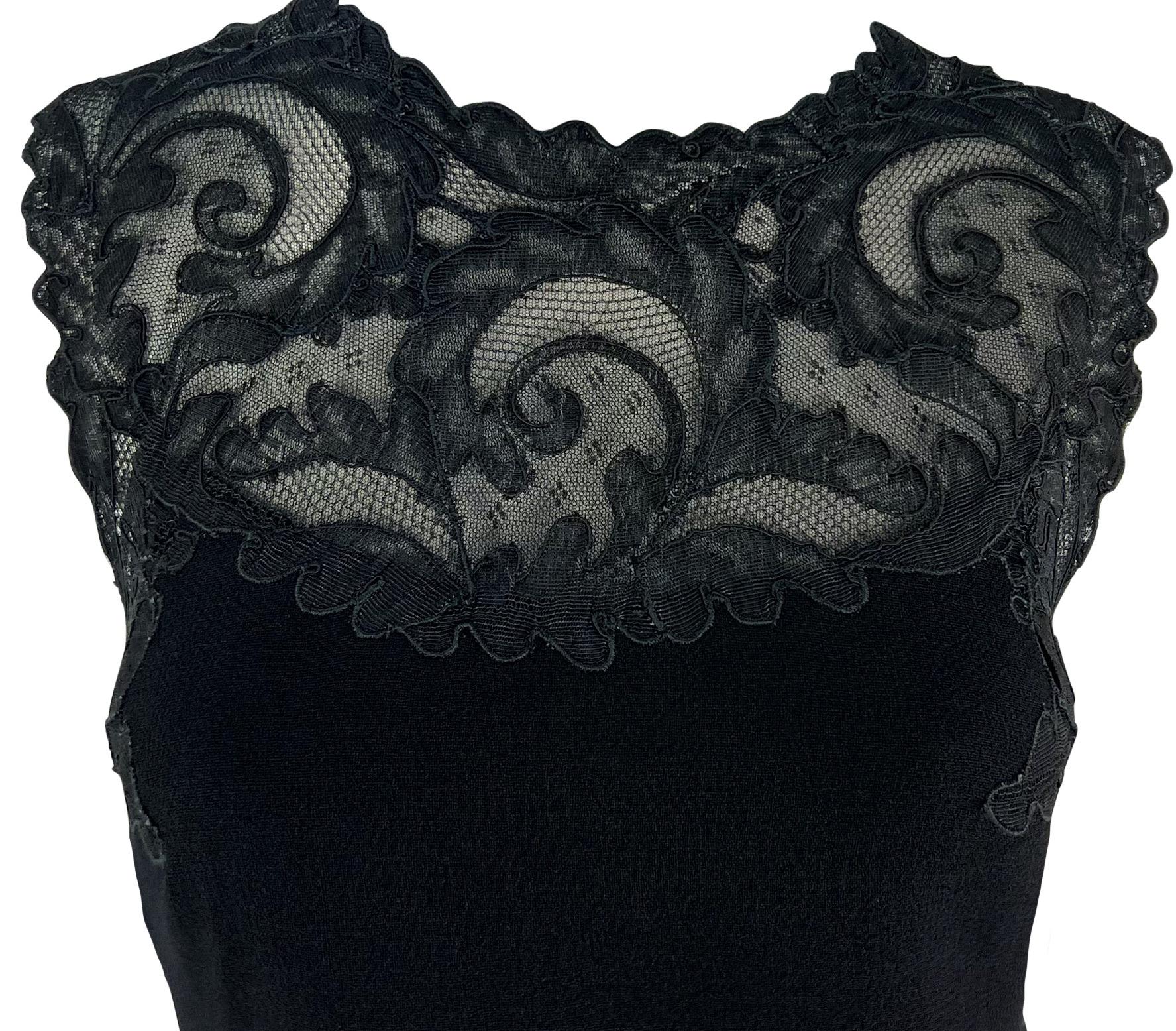 Women's F/W 1996 Gianni Versace Black Sheer Lace Trim Medusa Dress Jacket Set  For Sale