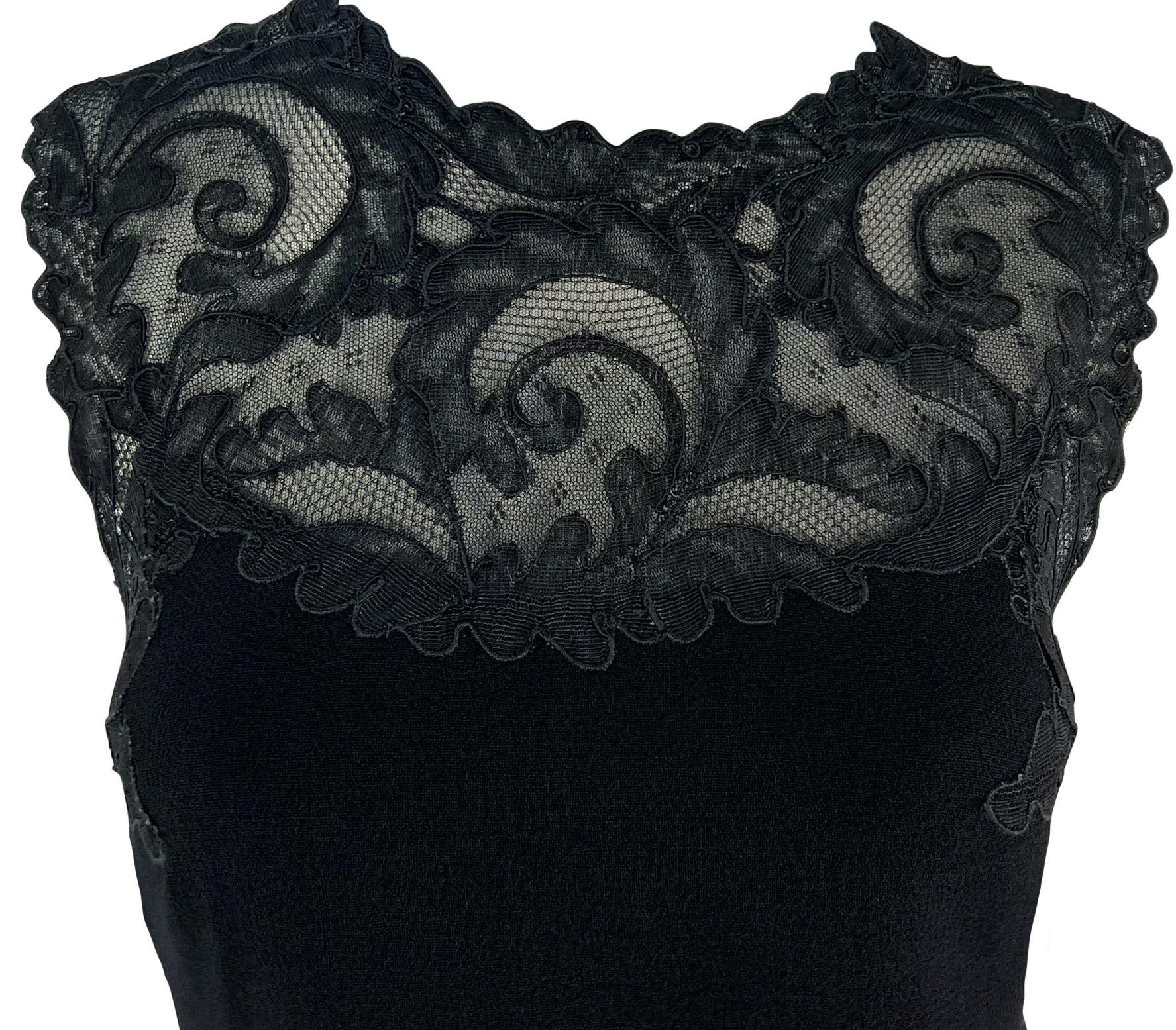 Women's F/W 1996 Gianni Versace Black Sheer Lace Trim Medusa Dress Jacket Set For Sale